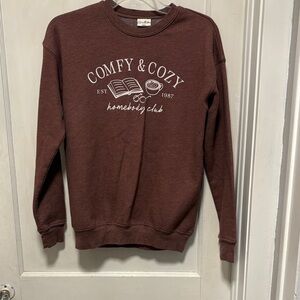 Comfy & Cozy Homebody Club Brown Sweatshirt Est 1987 Brand New Small